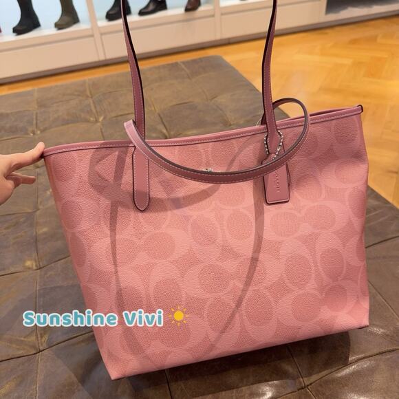 NWT Coach City Tote Bag In Signature Canvas CAL49 Dusty Pink - Picture 2 of 13